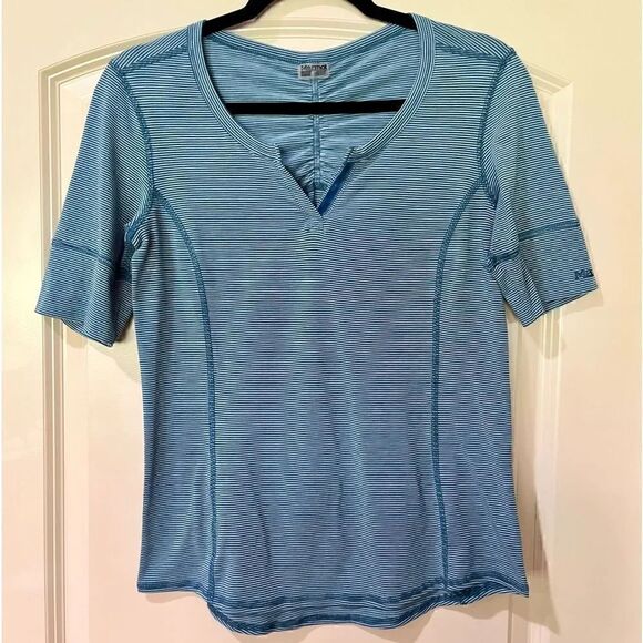 Marmot Tops - MARMOT Striped Active T-Shirt Blue White Women’s Size Small